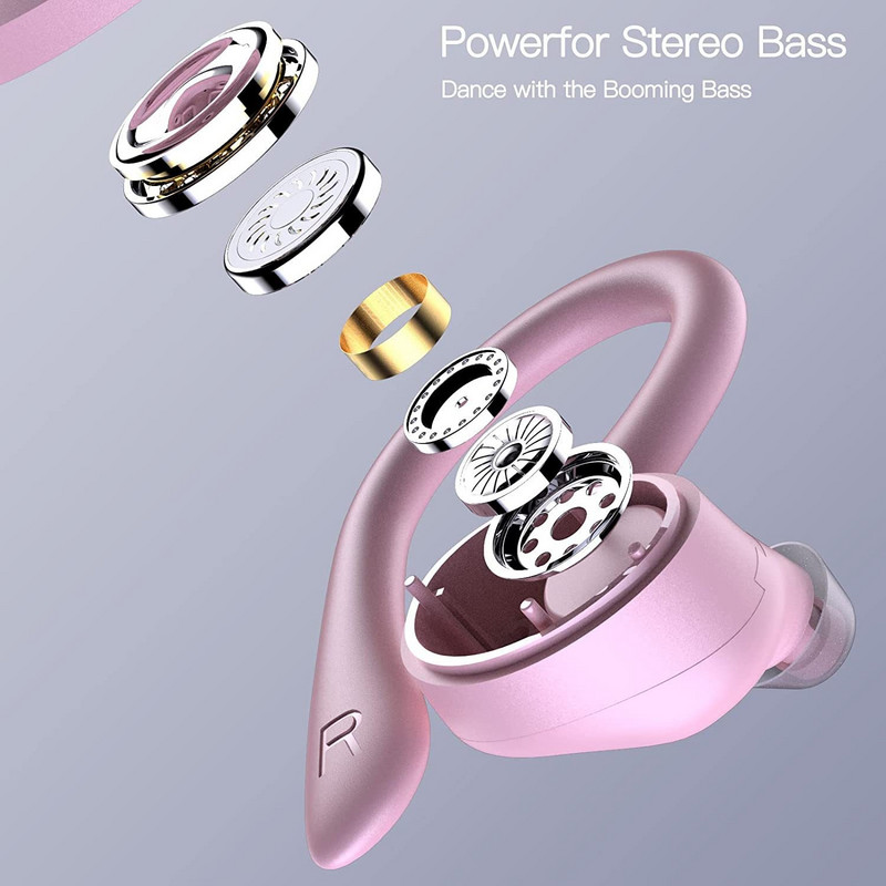 Căști Bluetooth 5.1 True Sport Earhook Căști fără fir cu microfon Control buton Reducere zgomot Cârlige pentru urechi Căști rezistente la apă