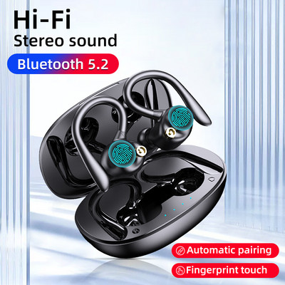 Căști sport Bluetooth 5.2 Căști fără fir Căști cu anulare a zgomotului Câști pentru urechi IPX7 Căști impermeabile 10H HiFi Music Time