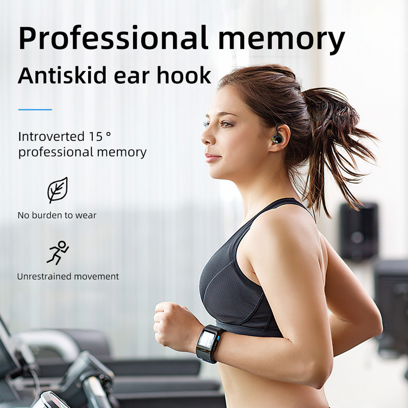 Căști sport Bluetooth 5.2 Căști fără fir Căști cu anulare a zgomotului Câști pentru urechi IPX7 Căști impermeabile 10H HiFi Music Time