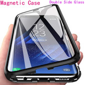 Магнитен метален защитен калъф за Samsung Galaxy S21 S22 S9 S10 S20 Plus Ultra case Note 8 9 10 20 Plus двустранен стъклен калъф