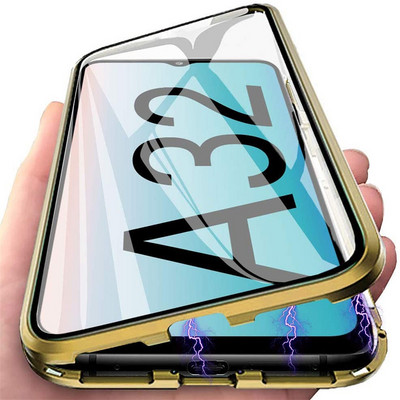 Husă de protecție metalică magnetică pentru Samsung Galaxy S21 S22 S9 S10 S20 Plus Husă Ultra Note 8 9 10 20 Plus Husă din sticlă cu două fețe