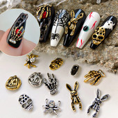 Halloween ötvözet körömdíszítések 3D szellemkoponya sütőtök Arany ezüst klasszikus körmök ékszerek díszek manikűr kiegészítők