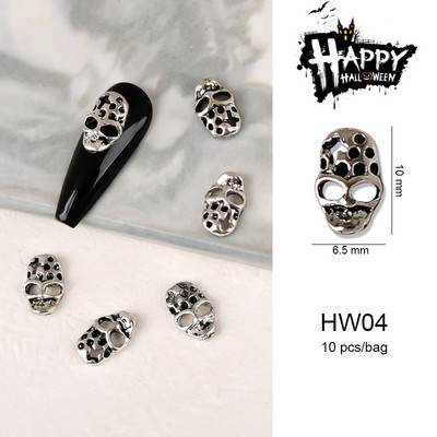 Halloween ötvözet körömdíszítések 3D szellemkoponya sütőtök Arany ezüst klasszikus körmök ékszerek díszek manikűr kiegészítők