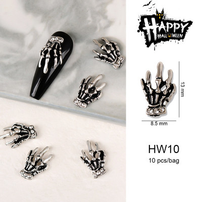 Halloween ötvözet körömdíszítések 3D szellemkoponya sütőtök Arany ezüst klasszikus körmök ékszerek díszek manikűr kiegészítők