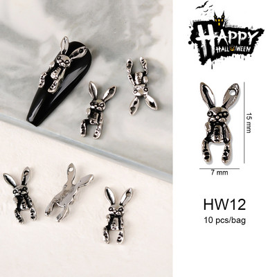 Halloween ötvözet körömdíszítések 3D szellemkoponya sütőtök Arany ezüst klasszikus körmök ékszerek díszek manikűr kiegészítők