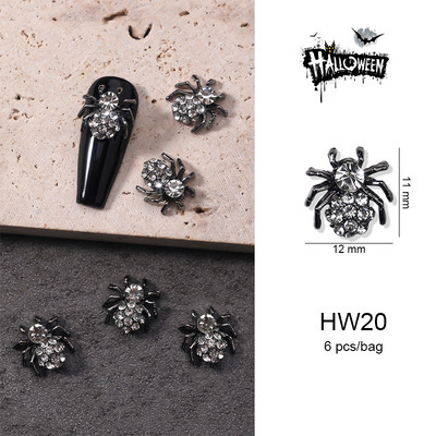 Halloween ötvözet körömdíszítések 3D szellemkoponya sütőtök Arany ezüst klasszikus körmök ékszerek díszek manikűr kiegészítők