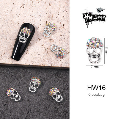 Halloween ötvözet körömdíszítések 3D szellemkoponya sütőtök Arany ezüst klasszikus körmök ékszerek díszek manikűr kiegészítők