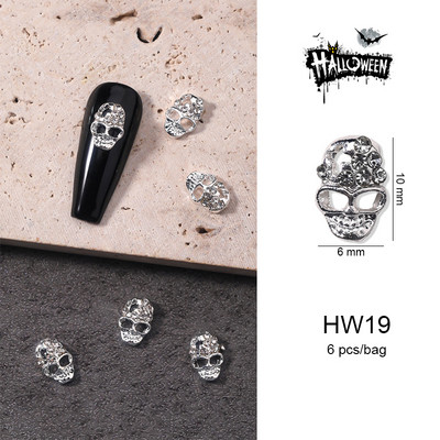 Halloween ötvözet körömdíszítések 3D szellemkoponya sütőtök Arany ezüst klasszikus körmök ékszerek díszek manikűr kiegészítők