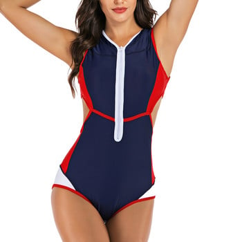 Riseado Patchwork Μαγιό One Piece Sports Bodysuit Γυναικείο Rashguard Cut Out Γυναικεία μαγιό 2023 Νέο μαγιό με φερμουάρ μπροστά