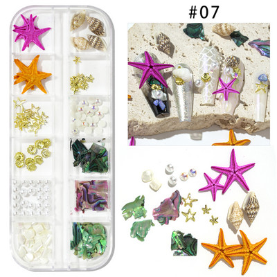 Ljeto Nail Art Rhinestones Ocean Nail Charms Shell Morska zvijezda Conch Sea Series 3D Beach Nail Design Dodaci Manikura DIY
