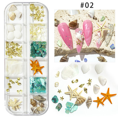 Ljeto Nail Art Rhinestones Ocean Nail Charms Shell Morska zvijezda Conch Sea Series 3D Beach Nail Design Dodaci Manikura DIY