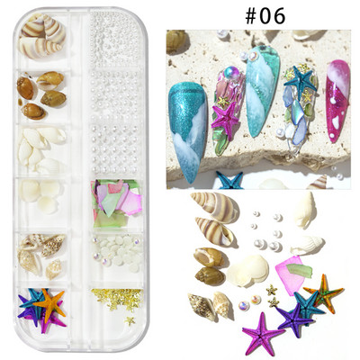 Ljeto Nail Art Rhinestones Ocean Nail Charms Shell Morska zvijezda Conch Sea Series 3D Beach Nail Design Dodaci Manikura DIY