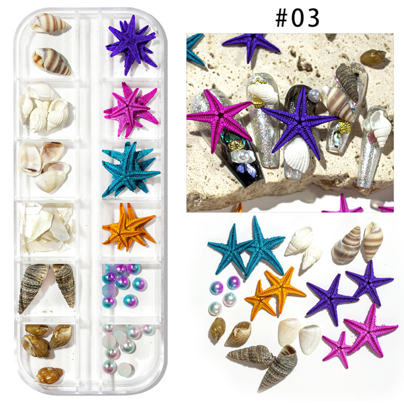 Ljeto Nail Art Rhinestones Ocean Nail Charms Shell Morska zvijezda Conch Sea Series 3D Beach Nail Design Dodaci Manikura DIY