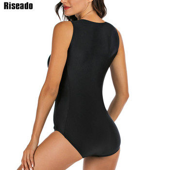 Riseado Rash Guard Γυναικεία Αθλητικό μαγιό 2023 Μαγιό με φερμουάρ Μαγιό για σέρφινγκ Μαύρο Beachwear XXL