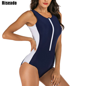 Riseado Rash Guard Γυναικεία Αθλητικό μαγιό 2023 Μαγιό με φερμουάρ Μαγιό για σέρφινγκ Μαύρο Beachwear XXL