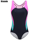 Riseado Patchwork Costum de baie dintr-o bucată Costum de baie pentru femei Body cu spate cros 2023 Costum de înot sport pentru femei îmbrăcăminte de plajă competitivă