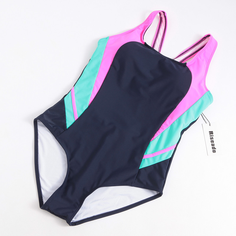 Riseado Patchwork Costum de baie dintr-o bucată Costum de baie pentru femei Body cu spate cros 2023 Costum de înot sport pentru femei îmbrăcăminte de plajă competitivă