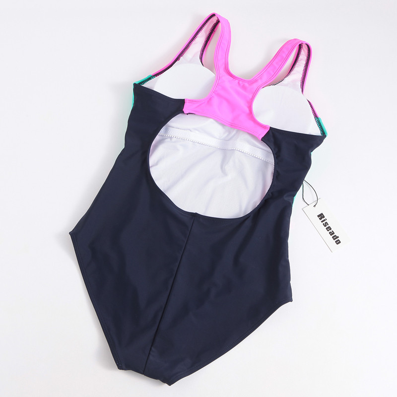 Riseado Patchwork Costum de baie dintr-o bucată Costum de baie pentru femei Body cu spate cros 2023 Costum de înot sport pentru femei îmbrăcăminte de plajă competitivă