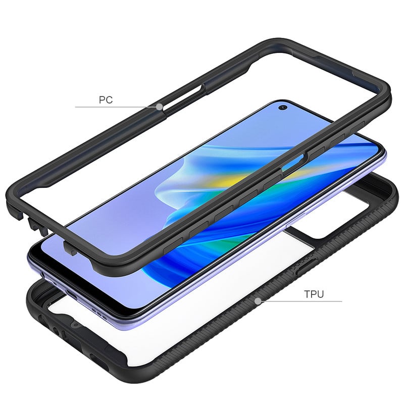 За OPPO A74 4G Калъф Удароустойчив Hybrid Armor Clear Phone Cover Funda OPPO Reno 5 Lite A54 4G A95 4G A94 4G A72 A52 A16 A15 A12