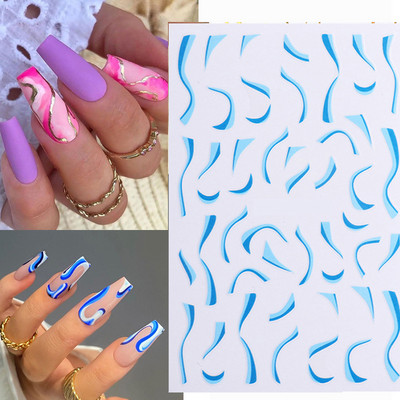 3D Zlatna linija Naljepnice za nokte Naljepnice Mramorna traka s duginim vrtložnim prugama Zimska samoljepljiva naljepnica Pribor za manikuru