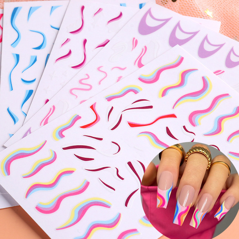 3D Zlatna linija Naljepnice za nokte Naljepnice Mramorna traka s duginim vrtložnim prugama Zimska samoljepljiva naljepnica Pribor za manikuru