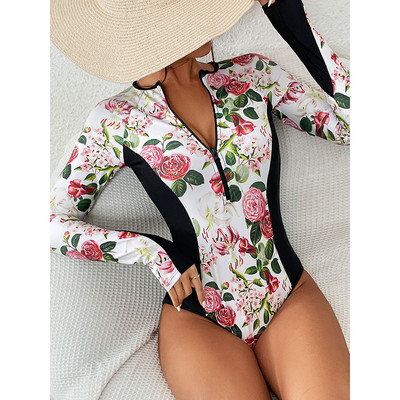 Riseado Sport One Piece Swimsuits Woman 2023 Μακρύ μανίκι μαγιό για γυναίκες Rashguard Summer beachwear Rash Guard