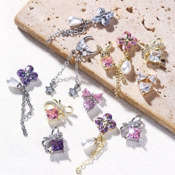 Embrace Heart Gem Rabbit Nail Art Charms 3 бр./чанта Zircon Rhinestone Прекрасно зайче Метална декорация Kawaii Великденски маникюр Орнамент