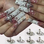 5 tk metallist 3D küünekunst Südamevõlusid Rhinestones Planeedi risti kujuga disain akrüül-geelküüntele Maniküüri tarvikud