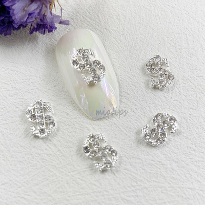 5 tk metallist 3D küünekunst Südamevõlusid Rhinestones Planeedi risti kujuga disain akrüül-geelküüntele Maniküüri tarvikud