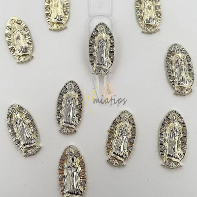 5 tk metallist 3D küünekunst Südamevõlusid Rhinestones Planeedi risti kujuga disain akrüül-geelküüntele Maniküüri tarvikud