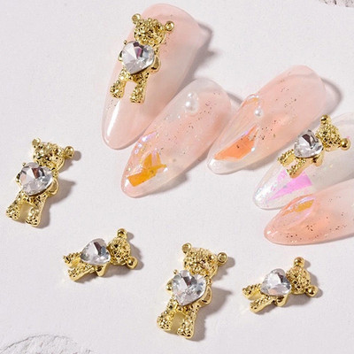 5 tk metallist 3D küünekunst Südamevõlusid Rhinestones Planeedi risti kujuga disain akrüül-geelküüntele Maniküüri tarvikud