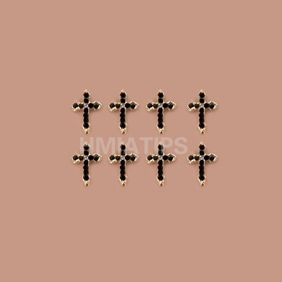 5 tk metallist 3D küünekunst Südamevõlusid Rhinestones Planeedi risti kujuga disain akrüül-geelküüntele Maniküüri tarvikud