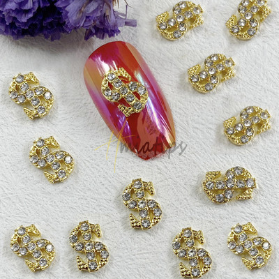 5 tk metallist 3D küünekunst Südamevõlusid Rhinestones Planeedi risti kujuga disain akrüül-geelküüntele Maniküüri tarvikud