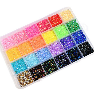 24000 komada 3 mm smole bez brzog popravka kamenčiće (24*1000) Mix Jelly Šareni Nail Art FlatBack Glitters Dragulji Kamenje u kutiji od 24 pojasa &*&