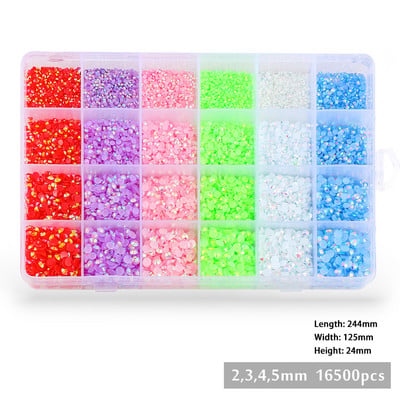 16500db/készlet Kristályok Köröm Strassz 2-5mm Lapos hátú Színes Csillogó Drágakövek Körömbűvek Kiegészítők Barkácsolás 3D Körömdíszítések