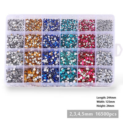 16500db/készlet Kristályok Köröm Strassz 2-5mm Lapos hátú Színes Csillogó Drágakövek Körömbűvek Kiegészítők Barkácsolás 3D Körömdíszítések