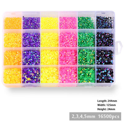 16500db/készlet Kristályok Köröm Strassz 2-5mm Lapos hátú Színes Csillogó Drágakövek Körömbűvek Kiegészítők Barkácsolás 3D Körömdíszítések