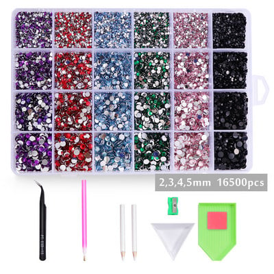 16500db/készlet Kristályok Köröm Strassz 2-5mm Lapos hátú Színes Csillogó Drágakövek Körömbűvek Kiegészítők Barkácsolás 3D Körömdíszítések