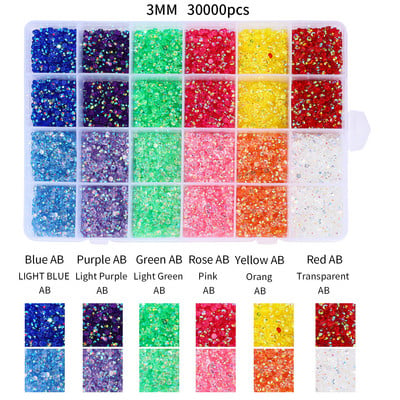 16500db/készlet Kristályok Köröm Strassz 2-5mm Lapos hátú Színes Csillogó Drágakövek Körömbűvek Kiegészítők Barkácsolás 3D Körömdíszítések