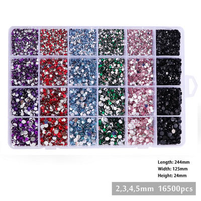 16500db/készlet Kristályok Köröm Strassz 2-5mm Lapos hátú Színes Csillogó Drágakövek Körömbűvek Kiegészítők Barkácsolás 3D Körömdíszítések