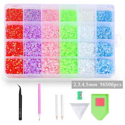 16500db/készlet Kristályok Köröm Strassz 2-5mm Lapos hátú Színes Csillogó Drágakövek Körömbűvek Kiegészítők Barkácsolás 3D Körömdíszítések
