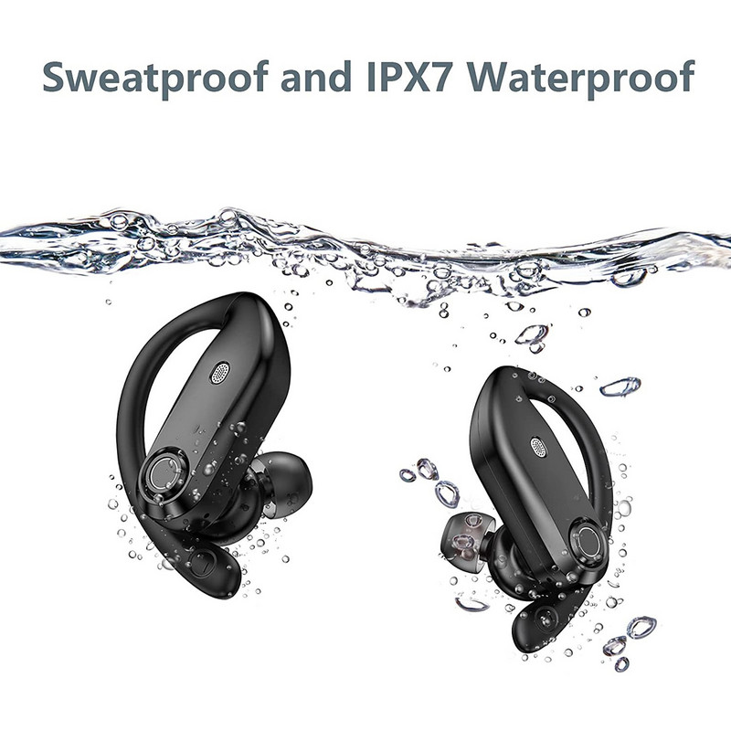 Bezvadu austiņas Bluetooth V5.0 austiņas, dubultās vienības, 4 skaļruņi, mūzikas austiņas, sporta austiņas, LED barošanas displejs HD zvans ar mikrofonu