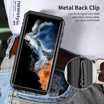 Удароустойчив калъф Armor Metal Bracket за Samsung Galaxy S23 S22 S21 Ultra Plus FE Супер защитни капаци за броня със задна щипка