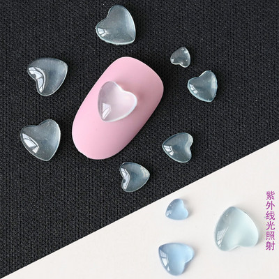 100db/táska Korea Hollow Heart Pearl Nail Art Charms, fehér/rózsaszín/lila akril gyöngy körömmatricák, 3D Love Heart körömdísz 1*