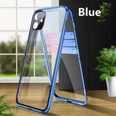 Μεταλλική μαγνητική θήκη προστασίας φακού διπλής όψης για iphone 13 12 11 14 Pro Max Camera All-Inclusive Bumper XSR 8 7 Plus