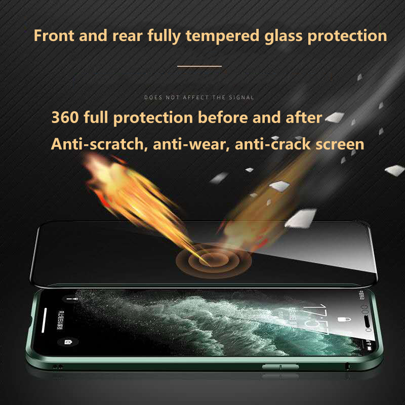 Μεταλλική μαγνητική θήκη προστασίας φακού διπλής όψης για iphone 13 12 11 14 Pro Max Camera All-Inclusive Bumper XSR 8 7 Plus