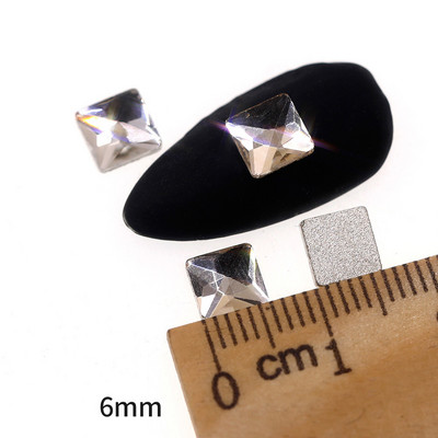 Novih 100 kom/lot kristalnih dijamantnih kamenčića za nokte od strass prozirnog stakla za 3D ukrase za nokte, kvadrata