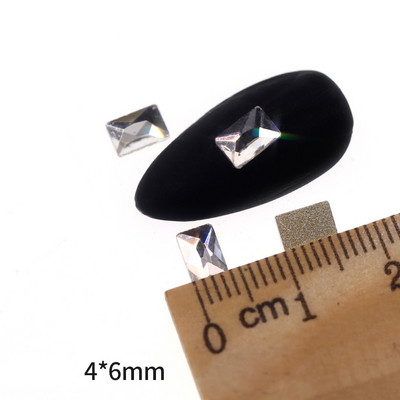 Novih 100 kom/lot kristalnih dijamantnih kamenčića za nokte od strass prozirnog stakla za 3D ukrase za nokte, kvadrata