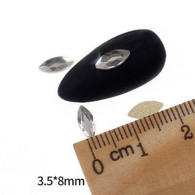 Novih 100 kom/lot kristalnih dijamantnih kamenčića za nokte od strass prozirnog stakla za 3D ukrase za nokte, kvadrata