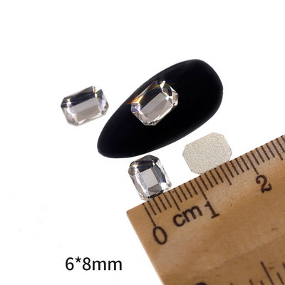 Novih 100 kom/lot kristalnih dijamantnih kamenčića za nokte od strass prozirnog stakla za 3D ukrase za nokte, kvadrata